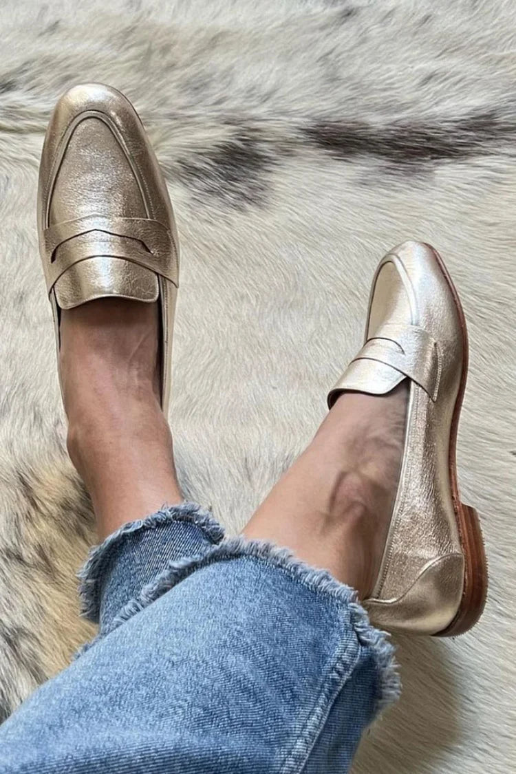 Ingrid | Loafer en or brillant