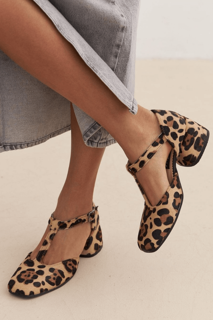 Gianna | Talons bloc à brides façon léopard