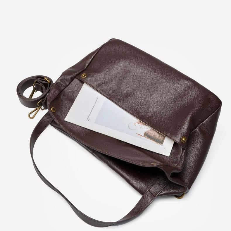 Sac cabas minimaliste en cuir véritable rétro