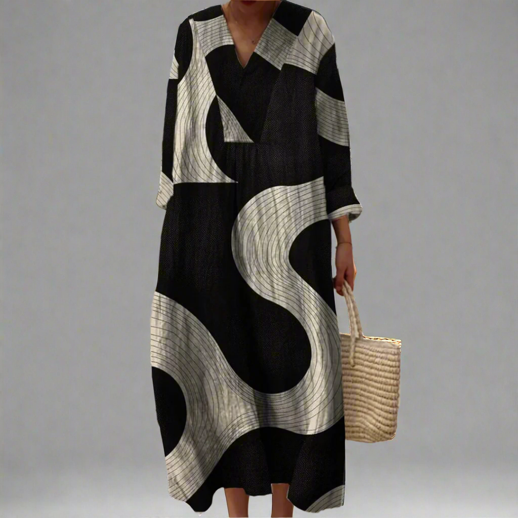 Claudine | Robe Maxi à Motif Abstrait