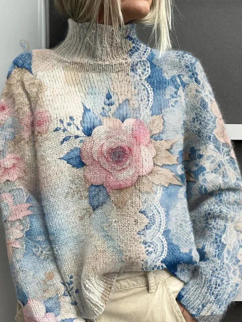 Tess | Pull élégant en dentelle de fleurs
