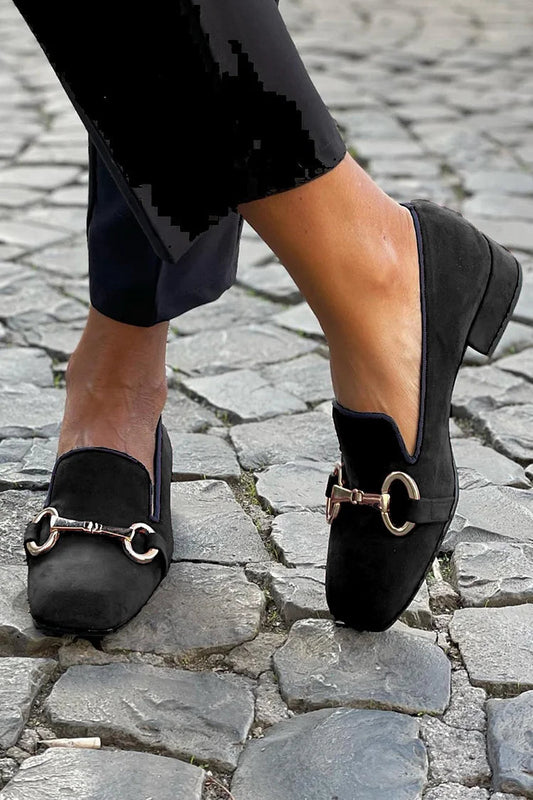 Candice | Mocassins noirs avec boucle dorée
