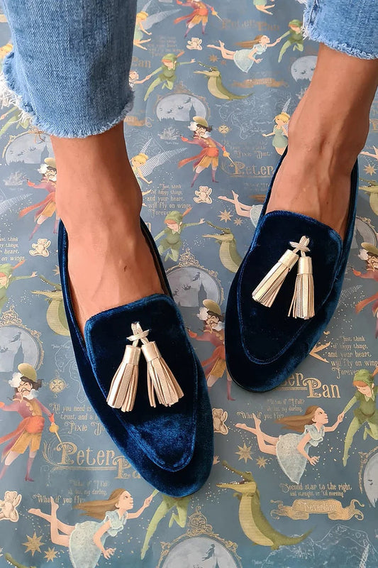 Hannah | Mocassins Élégance de Minuit avec Pompons Champagne