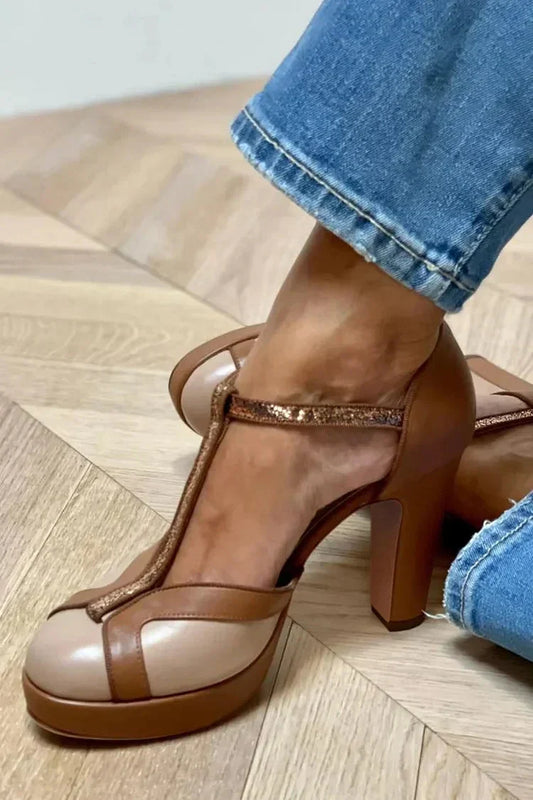 Talons T-Strap bicolores pour l'automne