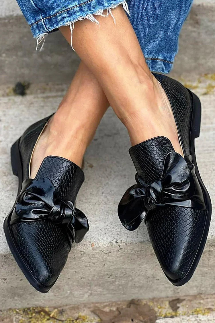 Georgia | Loafer noir avec nœud brillant