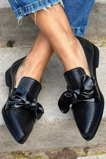 Georgia | Loafer noir avec nœud brillant