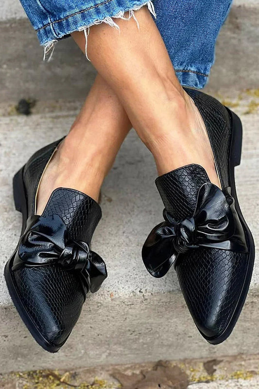 Georgia | Loafer noir avec nœud brillant