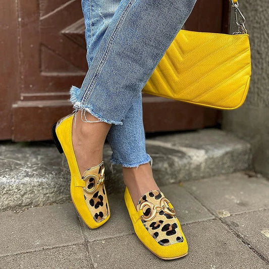 Harmony | Mocassin jaune avec détail imprimé animal