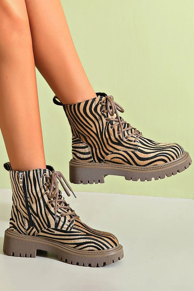 Bottes à Lacets Imprimé Zèbre Blair