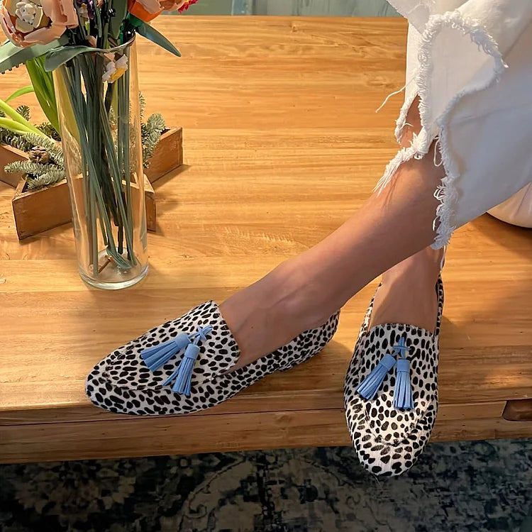 Bianca | Mocassins à pois avec pompon bleu