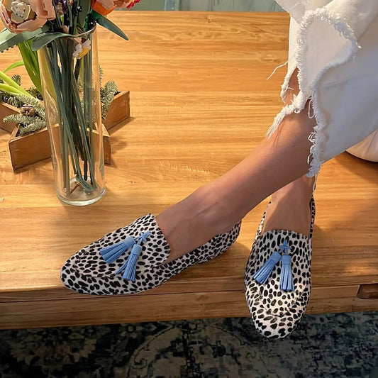Bianca | Mocassins à pois avec pompon bleu