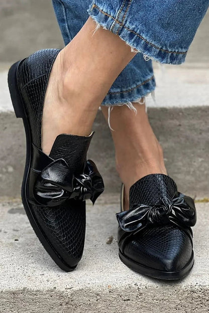 Georgia | Loafer noir avec nœud brillant