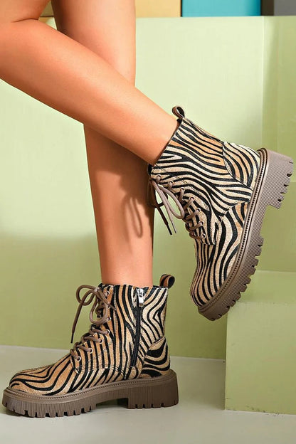 Bottes à Lacets Imprimé Zèbre Blair