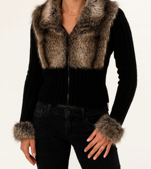Pull en fourrure exclusif - Noir