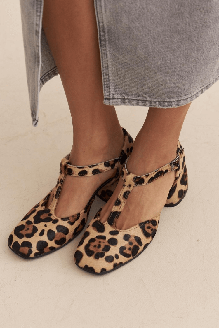 Gianna | Talons bloc à brides façon léopard