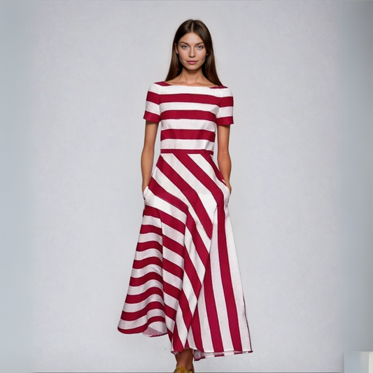Natalia | Robe longue à rayures faite main
