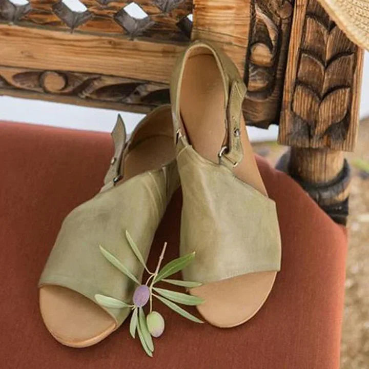 Alison | Sandales Olive Minimalistes