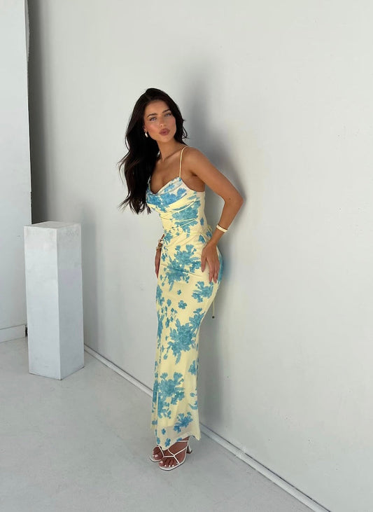Indie | Robe longue florale à manches moyennes Midsummer