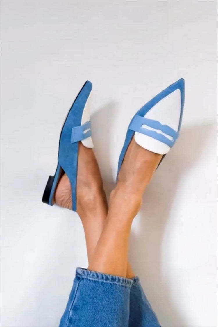 Mocassins à talon-coin bleus Jacqueline