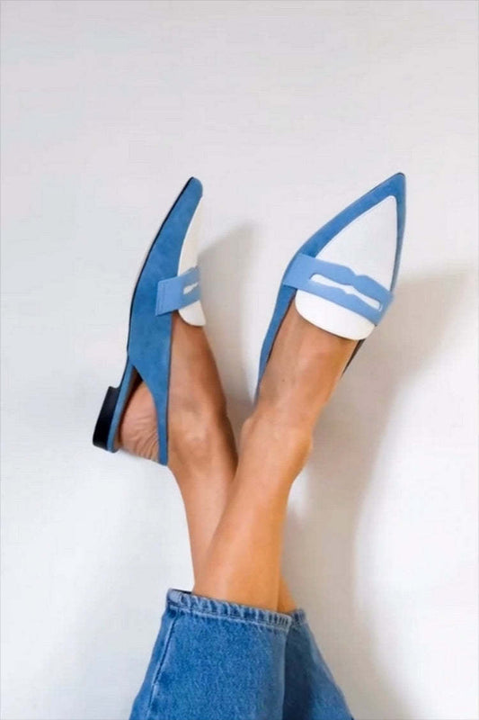 Mocassins à talon-coin bleus Jacqueline