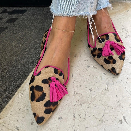 Ana | Ballerines en Imprimé Animal avec Chic Franges