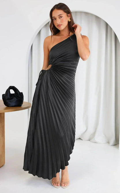 Billy Joan | Robe midi à épaules dénudées avec manchette transparente