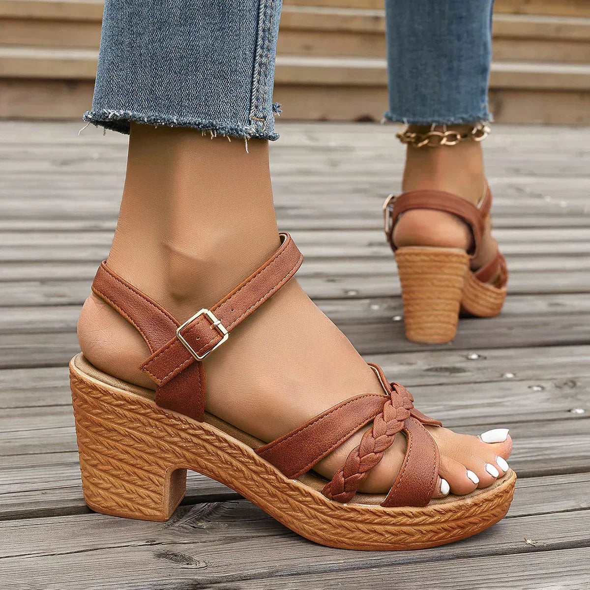 MELODIE | Sandales à plateforme avec bride tressée
