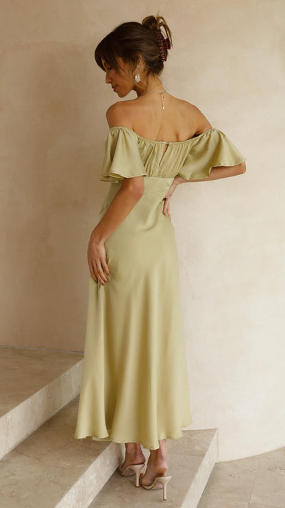Nalani | Robe longue à volants avec bretelles sans épaules
