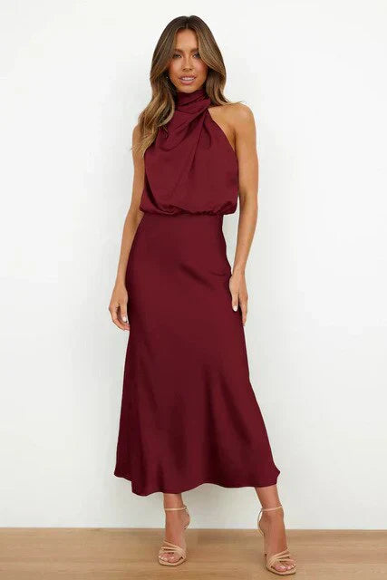 Benthe | Robe midi à épaules dénudées