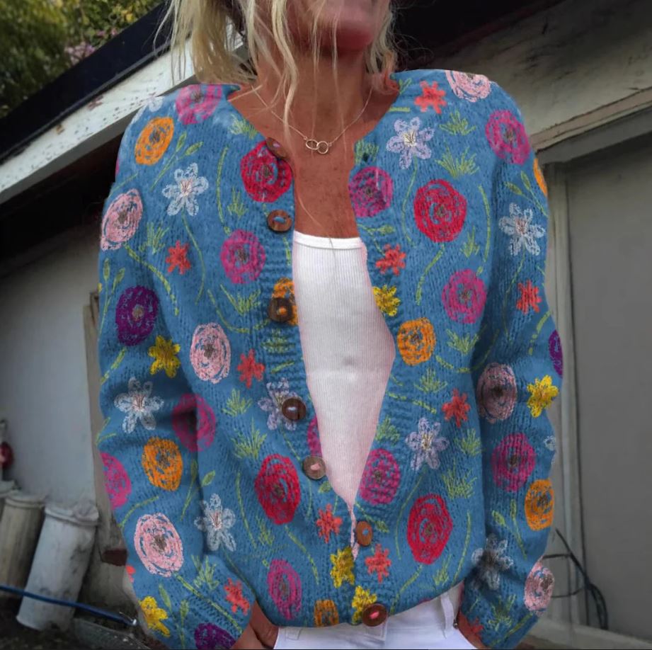 Tilda | Gilet bleu à fleurs