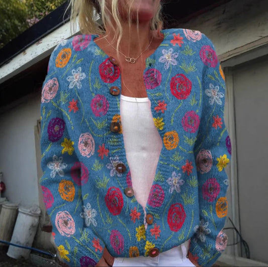 Tilda | Gilet bleu à fleurs