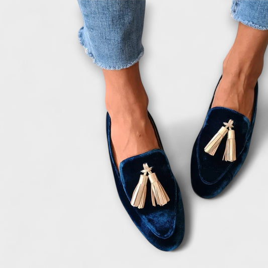 Quinnlyn – Mocassins vintage avec pompons