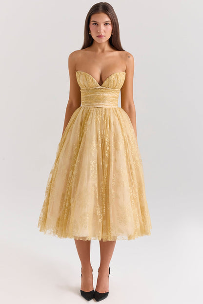 Millie | Robe corset dorée