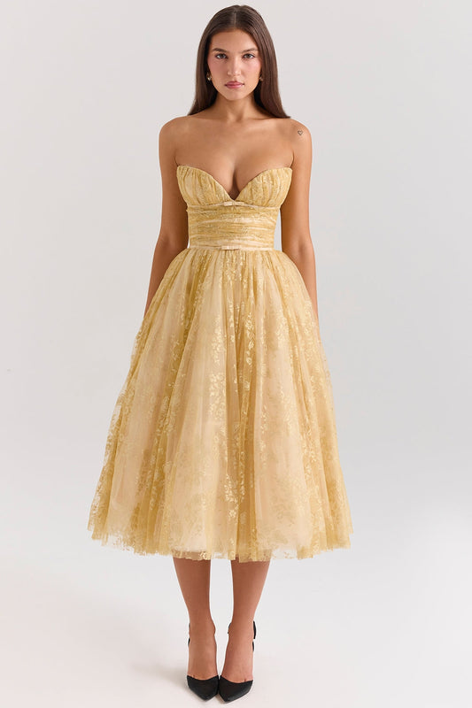 Millie | Robe corset dorée