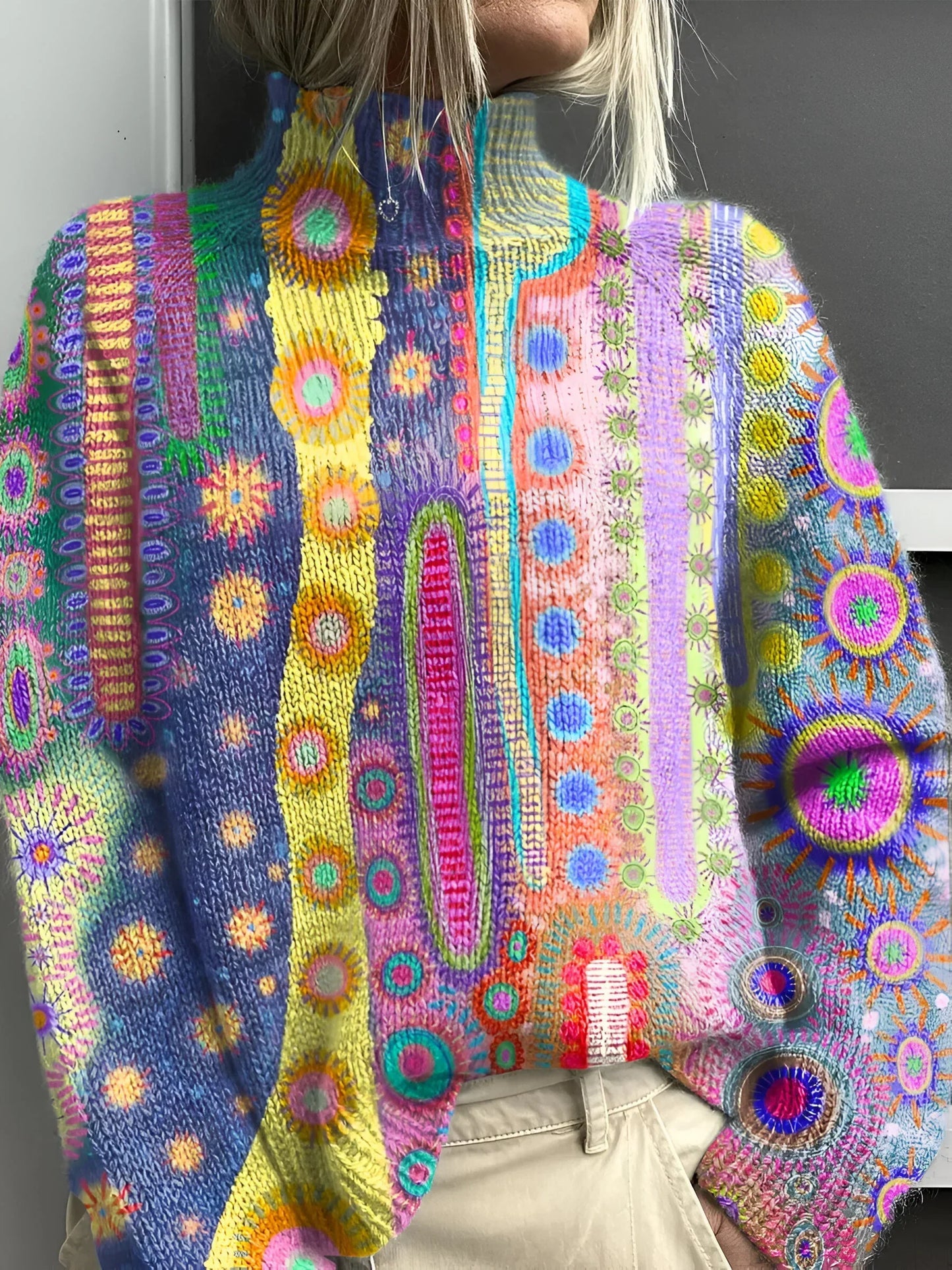 Nina | Pull coloré avec motifs de soleils