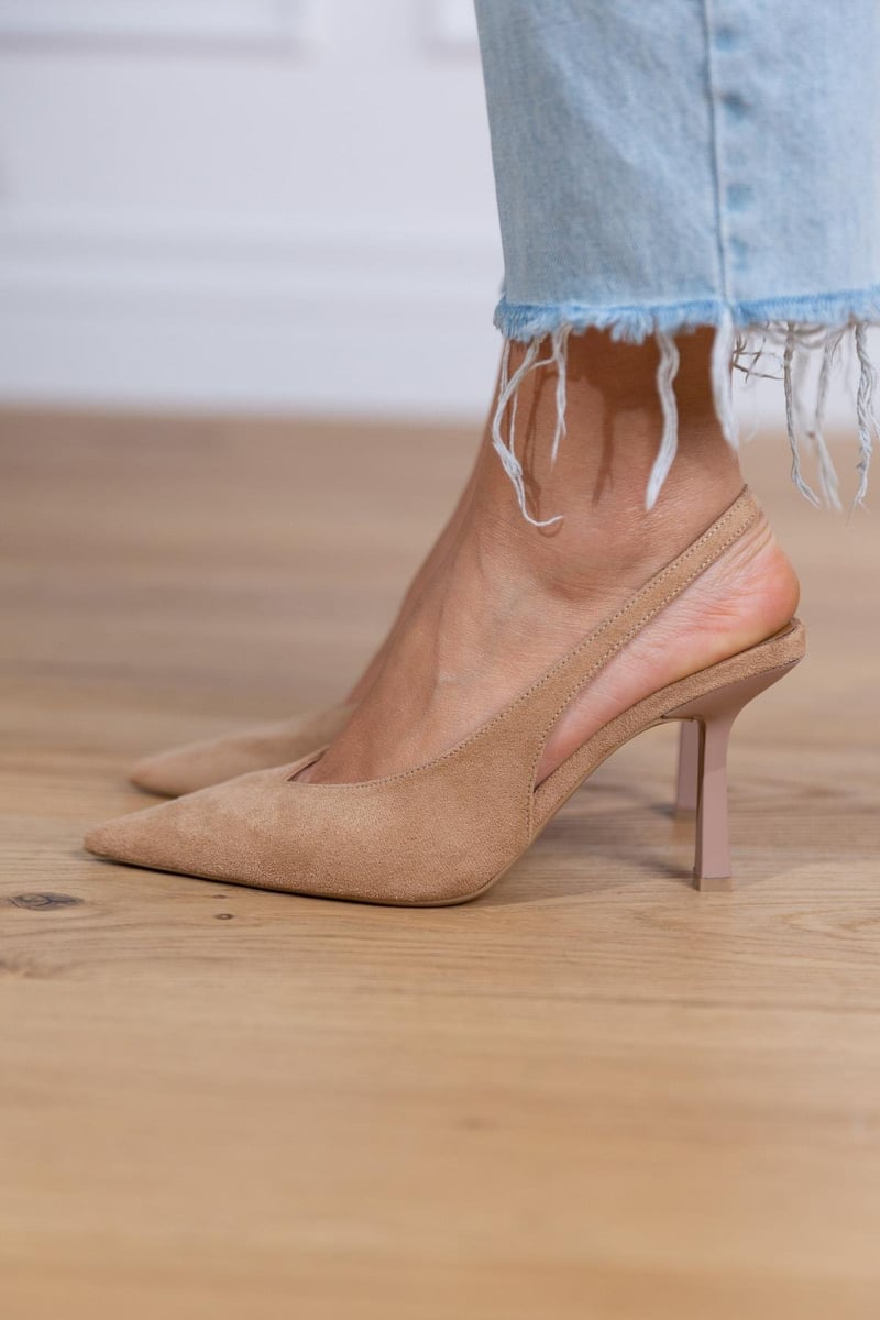 Giselle | Escarpins en daim à talons à lanière