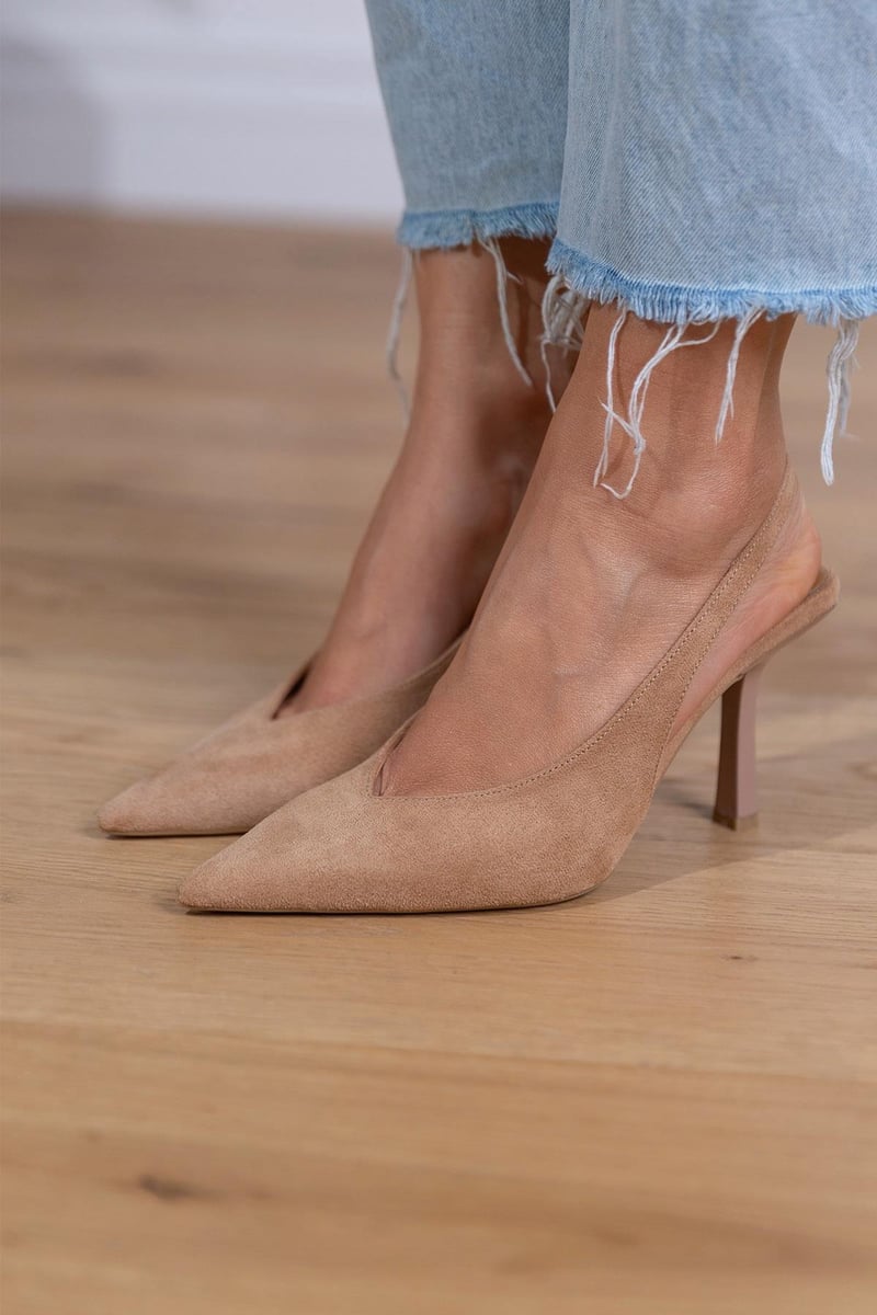 Giselle | Escarpins en daim à talons à lanière