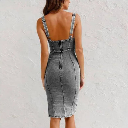 Mona | Robe en jean à bretelles