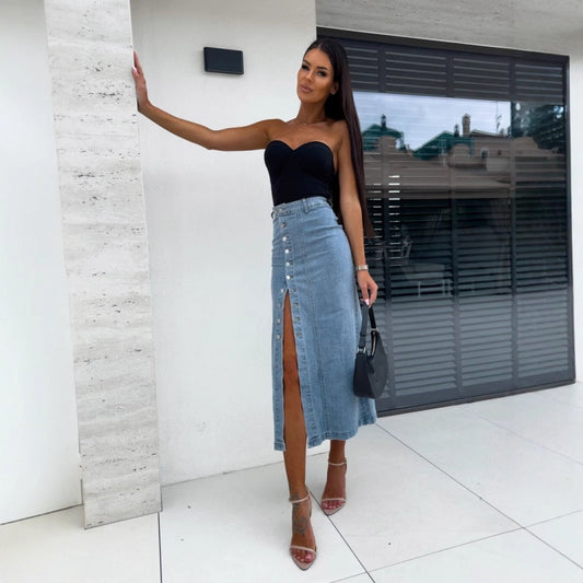 Chiara | Robe chemise en jean vintage et moderne