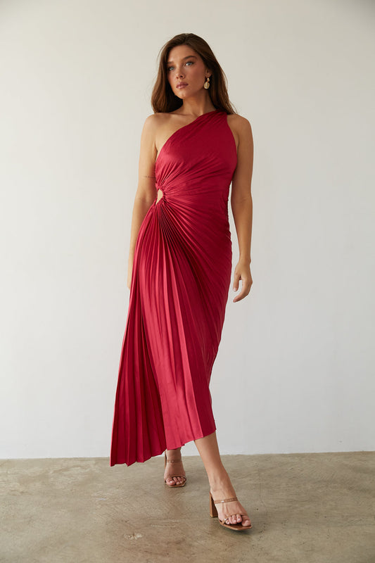 Billy Joan | Robe midi à épaules dénudées avec manchette transparente